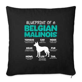 Belgischer Schäferhund BLUEPRINT OF A BEGLIAN - Sofakissenbezug 45 x 45 cm - Schwarz - Vorne