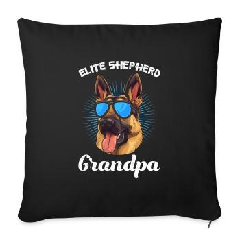 German Shepherd Man ELITE SHEPHERD GRANDPA German - Sofa pillowcase 17,3'' x 17,3'' (45 x 45 cm) - black - Front