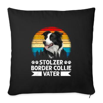 Border Collie FIER PÈRE BORDER COLLIE - Housse de coussin décorative 45 x 45 cm - noir - Devant