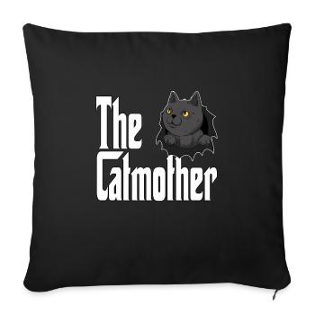 Maman chat La mère chat folle Chat Mère Kitty Maman - Housse de coussin décorative 45 x 45 cm - noir - Devant