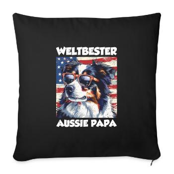 Australian Shepherd WORLD'S BEST AUSSIE DAD - Sofa pillowcase 17,3'' x 17,3'' (45 x 45 cm) - black - Front