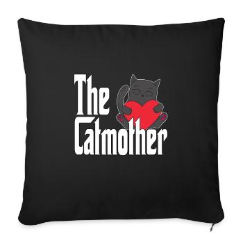 Maman chat La mère chat folle Chat Mère Kitty Maman - Housse de coussin décorative 45 x 45 cm - noir - Devant