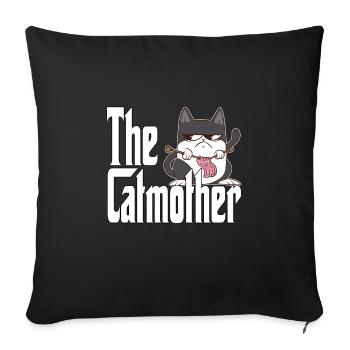 Maman chat La mère chat folle Chat Mère Kitty Maman - Housse de coussin décorative 45 x 45 cm - noir - Devant