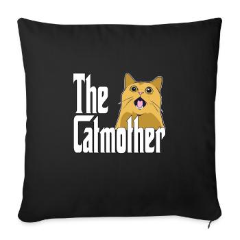 Maman chat La mère chat folle Chat Mère Kitty Maman - Housse de coussin décorative 45 x 45 cm - noir - Devant