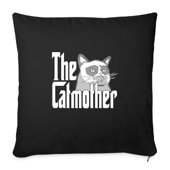 Maman chat La mère chat folle Chat Mère Kitty Maman - Housse de coussin décorative 45 x 45 cm - noir - Devant