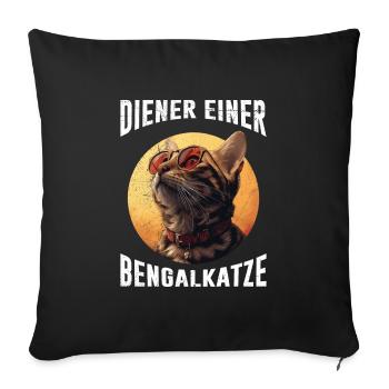 Bengal Cat SERVANT OF A BENGAL CAT Funny - Sofa pillowcase 17,3'' x 17,3'' (45 x 45 cm) - black - Front