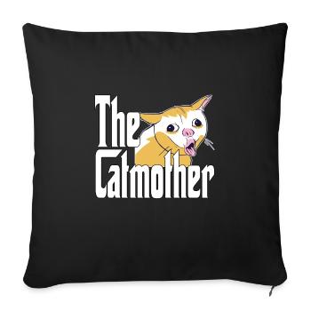 Maman chat La mère chat folle Chat Mère Kitty Maman - Housse de coussin décorative 45 x 45 cm - noir - Devant
