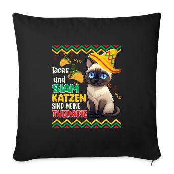 Siamese cats TACOS AND SIAMESE CATS ARE MINE - Sofa pillowcase 17,3'' x 17,3'' (45 x 45 cm) - black - Front