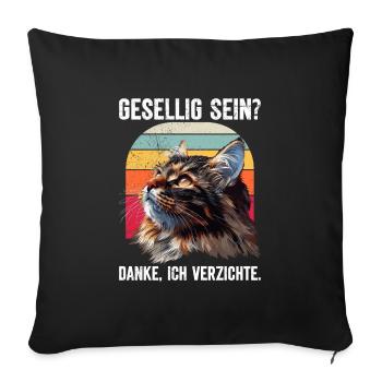 Maine Coon Cat BE SOCIABLE? THANK YOU. WAIVERS - Sofa pillowcase 17,3'' x 17,3'' (45 x 45 cm) - black - Front