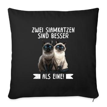 Amoureux des chats siamois DEUX CHATS SIAMOIS SONT MEILLEURS - Housse de coussin décorative 45 x 45 cm - noir - Devant