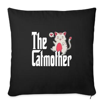 Maman chat La mère chat folle Chat Mère Kitty Maman - Housse de coussin décorative 45 x 45 cm - noir - Devant