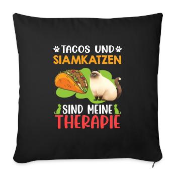 TACOS AND SIAMESE CATS ARE MY THERAPY Fun - Sofa pillowcase 17,3'' x 17,3'' (45 x 45 cm) - black - Front