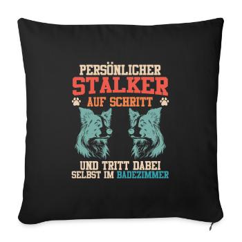 Border Collie HARCELEUR PERSONNEL SUIVEZ-VOUS - Housse de coussin décorative 45 x 45 cm - noir - Devant