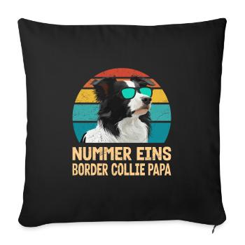 Border Collie PAPA BORDER COLLIE NUMÉRO UN - Housse de coussin décorative 45 x 45 cm - noir - Devant