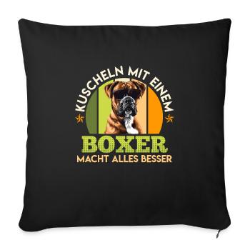 Boxer allemand CÂLINER AVEC BOXER VOUS REND MEILLEUR - Housse de coussin décorative 45 x 45 cm - noir - Devant