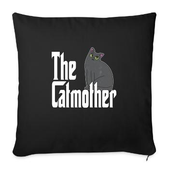 Maman chat La mère chat folle Chat Mère Kitty Maman - Housse de coussin décorative 45 x 45 cm - noir - Devant