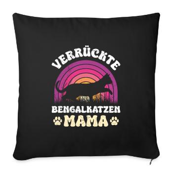 Chat du Bengale CRAZY BENGAL CATS MOM Drôle - Housse de coussin décorative 45 x 45 cm - noir - Devant