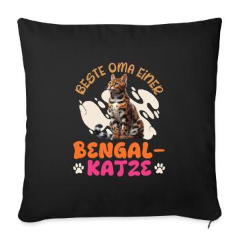 Mamie de chat MEILLEURE GRAND-MÈRE D’UN PROPRIÉTAIRE DE CHAT BENGAL - Housse de coussin décorative 45 x 45 cm - noir - Devant