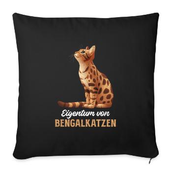 Propriétaires de chats PROPRIÉTÉ DE BENGAL CATS Funny - Housse de coussin décorative 45 x 45 cm - noir - Devant
