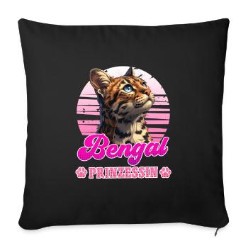 Propriétaire de chat BENGAL PRINCESS Vintage - Housse de coussin décorative 45 x 45 cm - noir - Devant