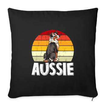 Australian Shepherd Vintage AUSSIE Dog Owner - Sofa pillowcase 17,3'' x 17,3'' (45 x 45 cm) - black - Front