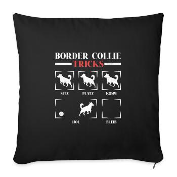 TOURS DE BORDER COLLIE Sture Chiens Border Collie - Housse de coussin décorative 45 x 45 cm - noir - Devant