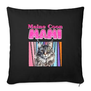 MAINE COON MAMA MAINE COON CAT MOM MAINE COON - Sofa pillowcase 17,3'' x 17,3'' (45 x 45 cm) - black - Front
