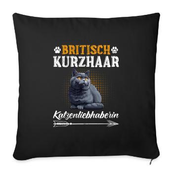British Shorthair Cat Lover British - Sofa pillowcase 17,3'' x 17,3'' (45 x 45 cm) - black - Front