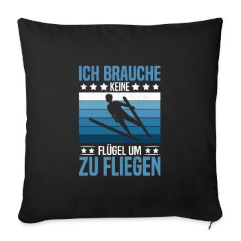 Sauteurs à ski, record de tremplin, chance de saut à ski - Housse de coussin décorative 45 x 45 cm - noir - Devant