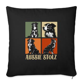 AUSSIE PRIDE Australian Shepherd Vintage - Sofa pillowcase 17,3'' x 17,3'' (45 x 45 cm) - black - Front