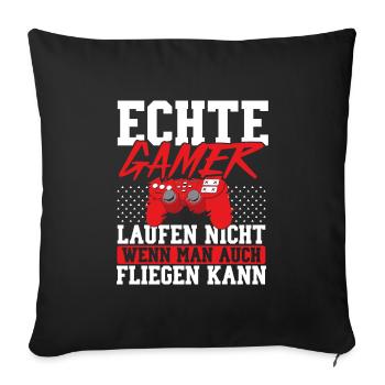 Moniteur de jeu PC Gamer Contrôleur de jeu vidéo - Housse de coussin décorative 45 x 45 cm - noir - Devant