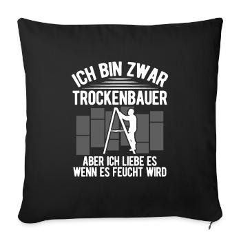 Chantier de construction d’un apprenti artisan en cloison sèche - Housse de coussin décorative 45 x 45 cm - noir - Devant