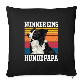 Border Collie PAPA BORDER COLLIE NUMÉRO UN - Housse de coussin décorative 45 x 45 cm - noir - Devant