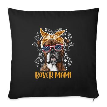 Boxer allemand chien maman BOXER MAMI Boxer - Housse de coussin décorative 45 x 45 cm - noir - Devant