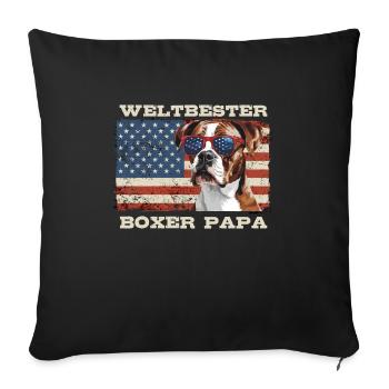 German Boxer WORLD'S BEST BOXER DAD Boxer Boxer - Sofa pillowcase 17,3'' x 17,3'' (45 x 45 cm) - black - Front