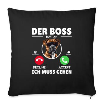 Boxeur allemand CALLS I HAVE TO GO Funny - Housse de coussin décorative 45 x 45 cm - noir - Devant