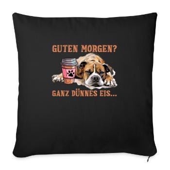 Boxer BONJOUR ? GLACE TRÈS MINCE... Amusement - Housse de coussin décorative 45 x 45 cm - noir - Devant
