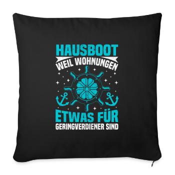 Permis péniche pour les plaisanciers - Housse de coussin décorative 45 x 45 cm - noir - Devant