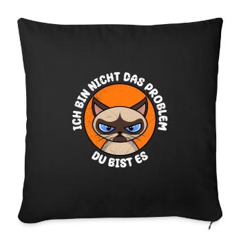 Chats siamois JE NE SUIS PAS LE PROBLÈME TU ES DRÔLE - Housse de coussin décorative 45 x 45 cm - noir - Devant