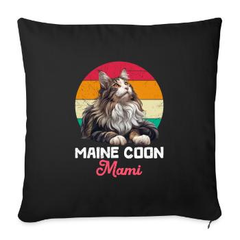 MAINE COON MAMA Maine Coon Mami Katzenmama - Sofakissenbezug 45 x 45 cm - Schwarz - Vorne