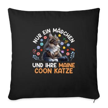 Cat Mom JUST A GIRL AND HER MAINE COON - Sofa pillowcase 17,3'' x 17,3'' (45 x 45 cm) - black - Front
