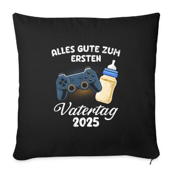 BONNE PREMIÈRE FÊTE DES PÈRES 2025 Papa - Housse de coussin décorative 45 x 45 cm - noir - Devant