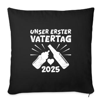 Finally dad OUR FIRST FATHER'S DAY 2025 Soon - Sofa pillowcase 17,3'' x 17,3'' (45 x 45 cm) - black - Front