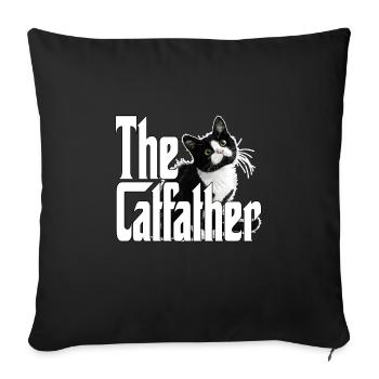 Chat Père Le Catfather Chat Fou Papa Papa - Housse de coussin décorative 45 x 45 cm - noir - Devant