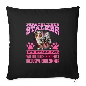 Berger Australien PERSONNEL STALKER Drôle - Housse de coussin décorative 45 x 45 cm - noir - Devant