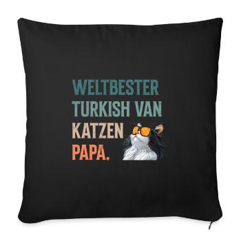 Cat Dad LE MEILLEUR CHAT TURC DU MONDE - Housse de coussin décorative 45 x 45 cm - noir - Devant