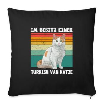 Propriétaire d’un chat POSSÉDER UN CHAT TURC - Housse de coussin décorative 45 x 45 cm - noir - Devant