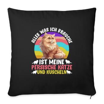 Persan TOUT CE DONT J’AI BESOIN, C’EST DE MON CHAT PERSAN - Housse de coussin décorative 45 x 45 cm - noir - Devant