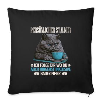 British Shorthair PERSONAL STALKER Drôle - Housse de coussin décorative 45 x 45 cm - noir - Devant