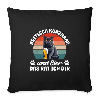 Bier und Britisch Kurzhaar - Sofakissenbezug 45 x 45 cm - Schwarz - Vorne